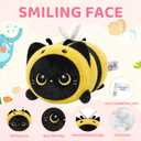 Mewaii Cute Black Cat Bee Plush Pillow, Kawaii Plushies Bee Stuffed Toy, Kitten Plushies with Honeybee Outfit Costume, Soft Squishy Bee Gift for Girls & Kids (8 Inch)