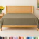 Twin XL Size Flat Sheet - Hotel Quality Top Flat Bed Sheet Only - Ultra-Soft, Breathable & Cooling - Fade & Wrinkle Free - Easy-Care, Stain & Shrink Resistant Bedding - Easy-Fit and Oeko-Tex - Khaki