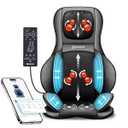 COMFIER Shiatsu Neck Back Massager with Heat,2D/3D Massage Chair Pad with App Control,Deep Tissue Kneading Massage Chair Pad with Compression,Adjustable Back Coverage,Black