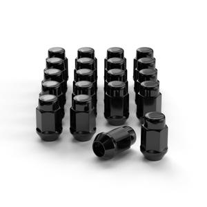20PCS 1.4 inch 1/2-20 Closed End Bulge Acorn Black Lug Nuts - Cone Seat - 19mm Hex Lug Nut for Bronco Mustang Cherokee Liberty Ranger Exlporer YJ TJ KJ KK ZJ WJ WK XK MJ XJ Aftermarket Wheels