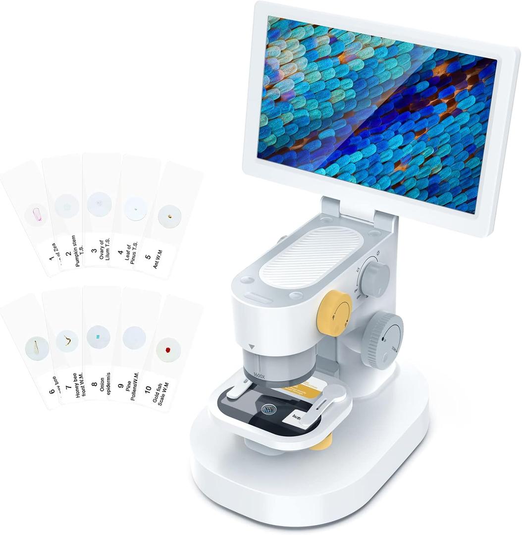 Biological 1600X Digital Microscope with 9" IPS Touchscreen
