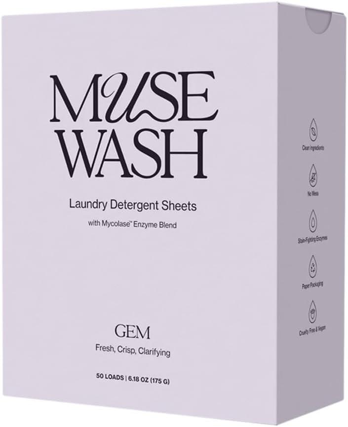 Laundry Detergent Sheets | Enzyme-Powered, Vegan, Paraben-Free | Luxury Scents | Plastic-Free, Eco-Friendly, Travel-Friendly Packaging (50 Loads - 1 Box, GEM)