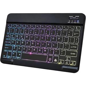 Backlit Bluetooth Keyboard for iPad, Rechargeable Slim Portable Wireless Keyboard for iPad Tablets, Compatible for All iOS/Windows/Android System Devices-Black