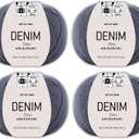 Denim 55% Cotton,45% Poliacrylic, 4 Skeins Total 200gr (7,055 oz),640m (699 yds),Soft & Smooth Yarn Sport Fine(2) for Crocheting, Knitting, Amigurumi, Baby Blankets, Baby Garments 99968