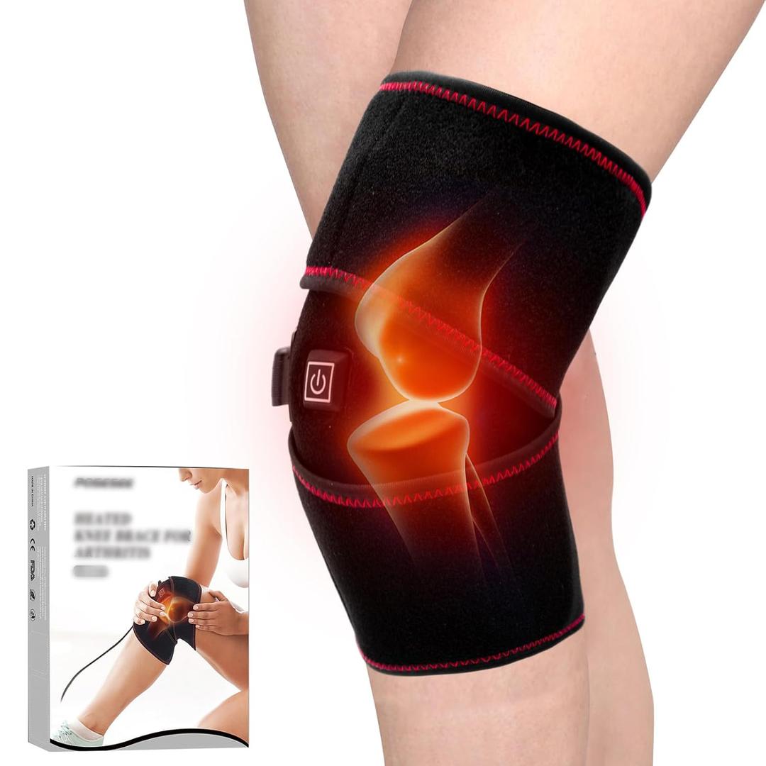 Heated Knee Brace Heating Pad for Arthritis Pain Relief,3 Adjustable Temperature Thermal Therapy Heated knee pad with USB Adapter