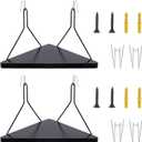 Fabric Wall Cubicle Corner Shelf with Hooks 11.8 Inch Wooden Triangular Cubicle Corner Shelf for Office Fabric Walls Display Storage Hanging Organizer for Work Decor Small Planter(Black2 PCS)