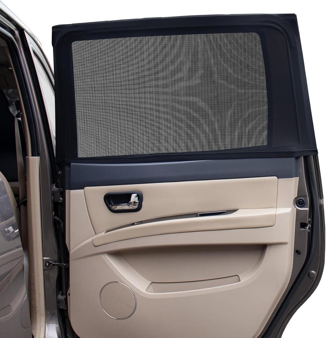 PEYOU Car Window Shades for Baby 2 Pack, Stretchable & Breathable Spandex Rear Side Car Sun Shade for Camping, Blocks UV Rays & Sun Glare for Kids/Adults/Pets - 44.9"X25.6" Fits 99% Cars