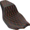 One-piece Two-Up Seat Driver Passenger Seat Fit for Harley Touring Street Glide FLHX Road Glide FLTRX Street Glide Ultra FLHXU CVO Road Glide ST FLTRXSTSE 2023 2024 2025 (Orange Stitching)