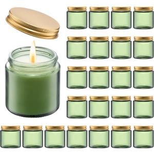 Danmu 3oz Glass Candle Jars,Candle Jars for Making Candles,Wedding,Baby Shower,Party Favors Decoration 24 Pack (Gold Lid)