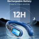 SHEWIND Portable Neck Fan - Hands Free Personal Fan, Rechargeable Bladeless Fan with 5000mAh-Battery, Digital Display, 4 Speeds, Birthday Gifts for Men, Women, Mom, and Dad - Blue