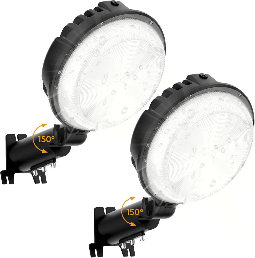 LED Barn Light 2 Packs, 150W 20000LM Yard Area Lights Dusk to Dawn Outdoor Lighting with Photocell 6500K Adjustable Angle Daylight IP66 Waterproof Street Lights for Farmhouse/Garage