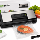95kPa Vacuum Sealer Machine with AquaLock Technology, for Moist Seals, 2X Seal & 130W, Fully Automatic Food Sealer, Built-In Cutter, Bag Storage & Hose, Precision Sealing, 2 Bag Rolls,Stainless Steel