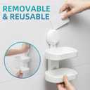 TAILI Soap Holder Soap Dish for Shower, Suction Cup Soap Holder for Shower Wall, Bathroom Accessories, Removable Strong Hold Soap Saver, Drill Free, White 2 Layer