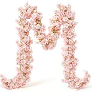 YRIOWMI 10PCS 59FT Artificial Silk Cherry Blossom Garland, Hanging Sakura Flower Vines for Wedding Party Home Arch Office Sakura Decor (Light Pink)