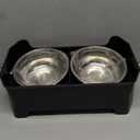 URPOWER Mess Proof Elevated Dog Bowls, High Wall Splash Guard Design, 4 Height Adjustable Raised Bowl Stand, 2 Stainless Steel Bowls, Non-Slip Food Water, Black, Large