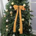 12 Pcs Christmas Frayed Edge Bows Decoration - 12" x 24" Chiffon Silk Ribbon Large Vintage Bow Ornaments Set for Xmas Tree Topper, Garland, Wreath, Candlestick - Holiday Indoor Outdoor Decor (Retro Color)