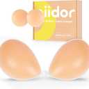 Niidor Adhesive Bra Strapless Ultra Sticky Invisible Push up Silicone Bra Multiple Colors Sizes Reusable for Backless Dress (Creme)