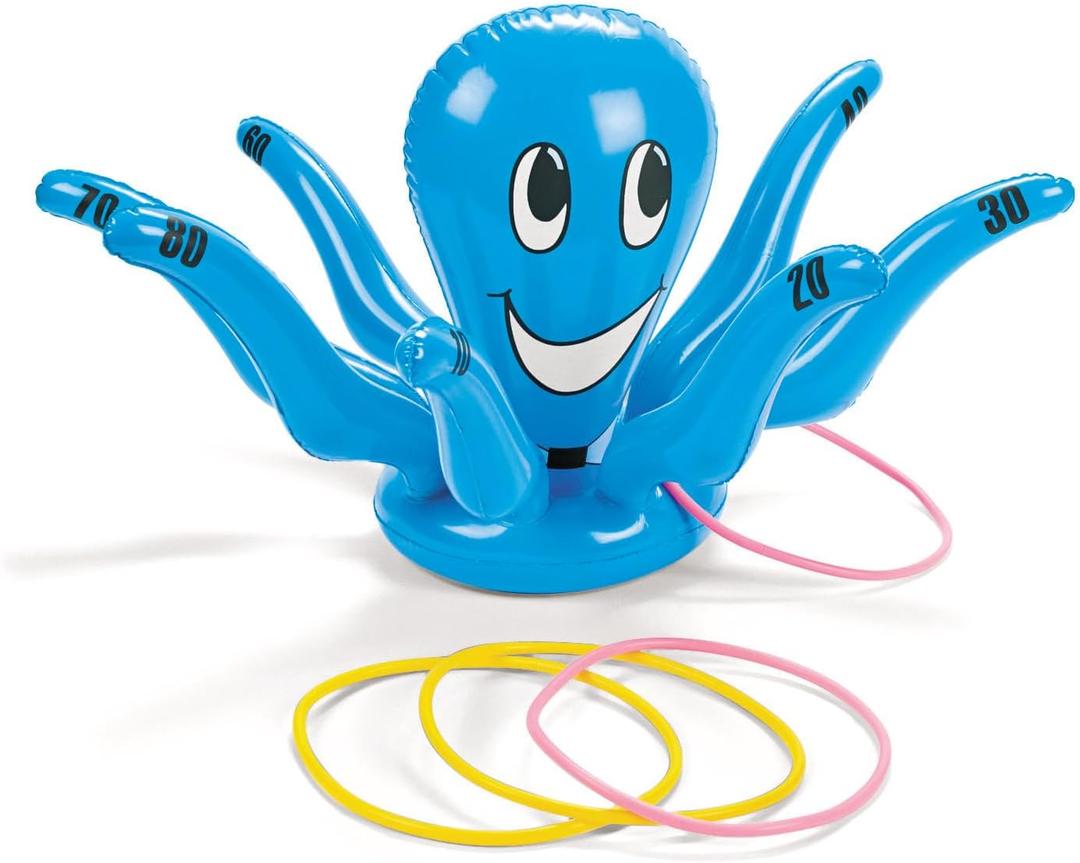 Fun Express Inflatable Octopus Ring Toss Game - Under The Sea Party Decorations & Birthday Party Games for Kids 3-12 | Indoor Outdoor Yard Games | Inflatable Carnival Games for Family Fun