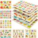 Wooden Peg Puzzles for Toddlers, 6 Pack Toddler Puzzles Set for 3 4 5 Years Old, Preschool Education Learning Puzzle Toys for Girls and Boys (Alphabet Number Animal Vehicle Fruit Occupation)