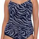 Womens Adjustable Hank Swim Tankini Top with Built-in Bra Support (Blue)