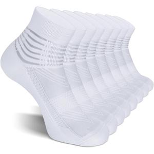 IRAMY Compression Ankle Support Socks Coolmax Wicking Cushioned Athletic Plantar Fasciitis Relief Men Women 2/3/6 Pairs (Medium, White-4 Packs)