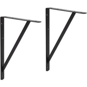 Amazon Basics 10 Pack L20 x H 13" Black Heavy Duty Shelf Brackets with Screws, Metal Shelf Brackets, Strong Steel