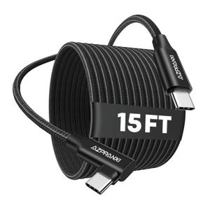 15FT Right Angle USB C to USB C Cable 60W Fast Charging, USBC to USBC Cord, Nylon Braided Extra Long Type C to Type C Charger for iPhone 17/16/15 Pro Max, MacBook Pro/Air, iPad Pro, Samsung Galaxy S25