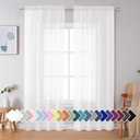 Simplebrand White Sheer Curtains 90 Inches Long, Light Filtering Rod Pocket Solid Color Window Sheer Curtain Panels, Elegant Curtains & Drapes for Living Room, Bedroom 2 Panels (White, 42" W x 90" L)