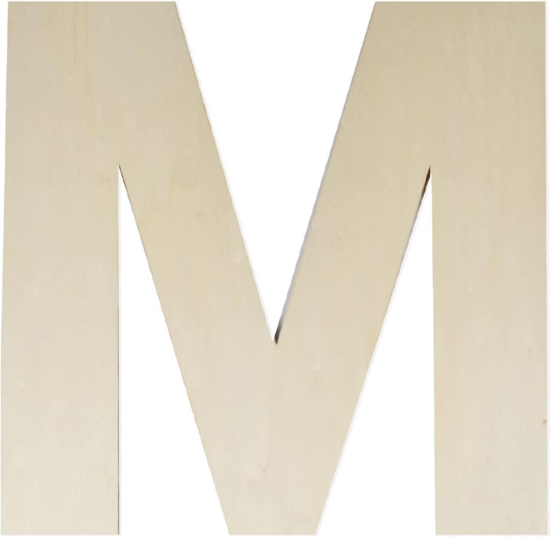 Wooden Letters 12 Inch, Big Wooden Letter M Shapes Cutouts Blank Unfinished Large Wood Alphabet Letters for DIY Crafts Wall Decor Painting Wedding Birthday Party Decoration Room Home Decorations
