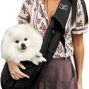 Dog Slings for Small Dogs,Soft and Breathable Waffle Fabric,Puppy Essentials,Reversible Dog Sling with Organizer Pocket,Suitable for Small Dogs and Cats,Black