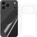 2 Pack for iPhone 17 Pro Max Skin Wrap Using 3M Transparent Matte Carbon Fiber Sparkle Phone Sticker Film Vinyl Decal Glass Protector for Back Side (Transparency HD Clear)