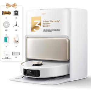 Mova V50 Ultra Complete Robot Vacuum and Mop Self-Cleaning, 24,000 Pa Suction, Liftable Navigation with Obstacle Overcoming and Warm Water Mopping with DuoSolution System Designed for Pets (White)