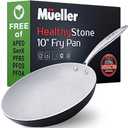 Mueller 10-Inch Non-Stick Fry Pan, No PFOA or APEO, Heavy Duty German Stone Coating Cookware, Aluminum Body, EverCool Stainless Steel Handle, Black