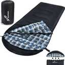 Sportneer Sleeping Bags for Adults, 0 Degree Sleeping Bag XL Flannel Winter Cold Weather Sleeping Bag with Detachable Hood Compression Sack for Camping, Backpacking, Hiking