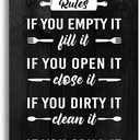 J2 Farmhouse Rustic Kitchen Sign, Hanging Printed Wooden Plaque Decor, Shared Kitchen Rules Sign for Hostel Dormitory 12x6inch