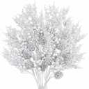 Winlyn 12 Pcs Christmas Artificial Pine Branches Glitter Pine Needles with Pinecone and Berries Christmas Floral Picks 14.2" for Christmas Tree Wreaths Centerpieces Holiday Decorations