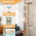 Veehoo Floor to Ceiling Cat Tree Height(106-123 Inch) Adjustable, Sturdy Tall Cat Tree with 4.3" Thickened Scratching Posts, Floor to Ceiling Cat Tower for Indoor Cats