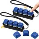 2 Pcs Keyboard Fidget Toy Four-Button Clicker Mechanical Fidget Keyboard Keychain Clicking Toy ADHD Stress Relief Finger Gift(Blue)