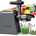 Cold Press Masticating Juicer Machine - 2-Speed & Reverse Function for Vegetables, Fruits, Celery | Quiet Motor, BPA-Free, Easy to Clean with Brush | Slow Juicer for Nutrient-Rich Juices (Grey)