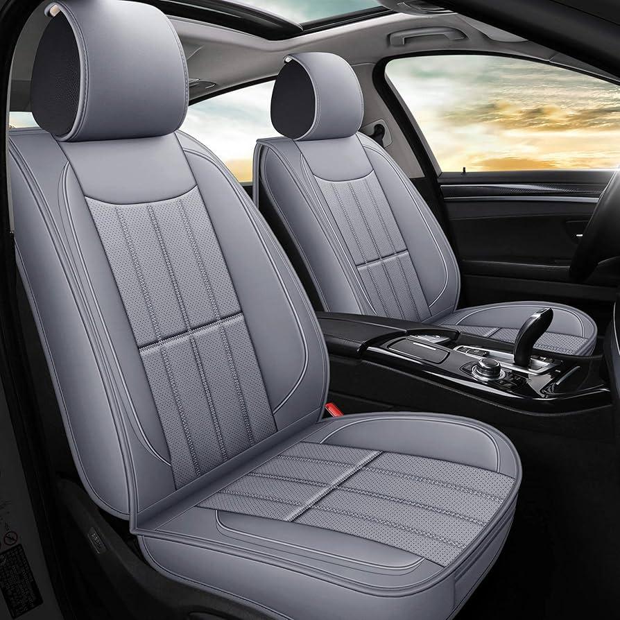 AOOG Leather Car Seat Covers, Leatherette Automotive Vehicle Cushion Cover for Cars SUV Pick-up Truck, Universal Non-Slip Vehicle Cushion Cover Waterproof Protectors, Front Pair 