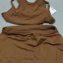 ELLEVEN Two Piece Maxi Skirt Sets for Women, Square Neck Tank Tops with High Side Slit Dress Sets Summer Outfits (Small, Brown)