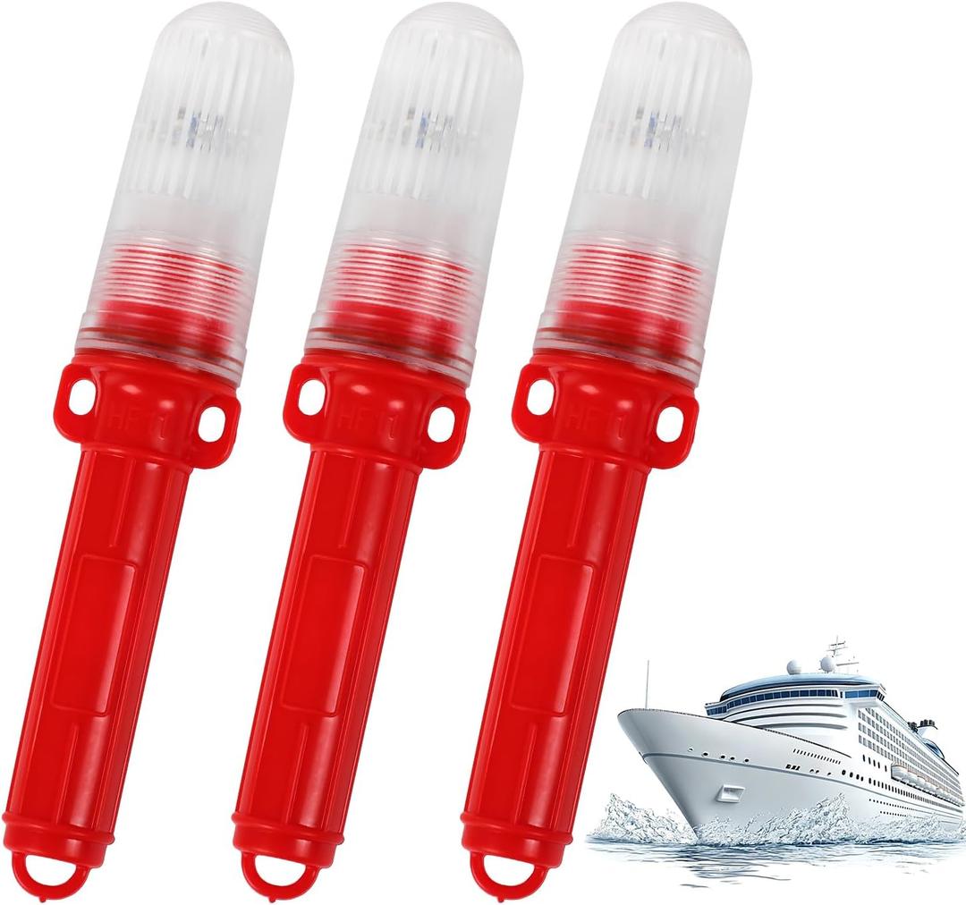 3Pcs Boat Flares, 2026 Upgrade Marine Flares,Visual Distress Signals for Boats, Waterproof and High Visibility for Fishing Vessels, Buoys (Red)