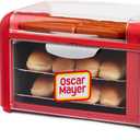 Nostalgia Oscar Mayer Extra Large 8 Hot Dog Roller & Bun Toaster Oven, Stainless Steel Grill Rollers, Non-stick Warming Racks, Perfect for Dogs, Veggie Sausages, Brats, Adjustable Timer, Red