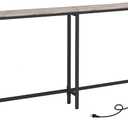 HOOBRO 5.9" Skinny Console Table with Charging Station, 70.9" Narrow Sofa Table with Power Outlets, Long Behind Couch Table, Slim Entryway Table for Hallway, Living Room, Greige BG185UXG01 (Greige and Black)
