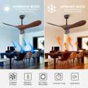 reiga 52" Black Smart Ceiling Fan with Light, Quiet DC Indoor Fan Quiet DC reversible Motor, dimmable 3CCT LED light, 6/10in downrods, ETL listed for living room