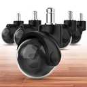 Office Chair Replacement Wheel - Quiet & Smooth Gliding - 2 Inch Heavy Duty Rolling Chair Casters Supports 2000 Lbs,Desk Chair Wheels Universal Fit,Safe for All Floor Or Carpet Set of (Premium Black)