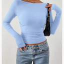 PRETTYGARDEN Long Sleeve Shirts for Women 2025 Fall Ruched Sides Boat Neck Basic Tee Casual Fitted Ribbed Knit Crop Tops, M