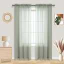 Sage Green Curtains 84 Inch Length for Living Room 2 Panel Sets Rod Pocket Faux Linen Light Green Window Sheer Curtains for Girls Kids Bedroom 52x84 Inches Long