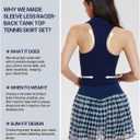 Women's 2 Piece Tennis Skirt Set Collared V Neck Padded Racerback Top & Pleated Skort with 4 Pockets Golf Pickleball Outfit (S)