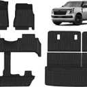 TripleAliners All-Weather Mats Compatible with 2025 2026 Nissan Armada & Infiniti QX80 Accessories Floor Liners & Trunk Mat & Rear Seatback Cover Custom Fit TPE Heavy-Duty Liners(Only for 7-Seats)